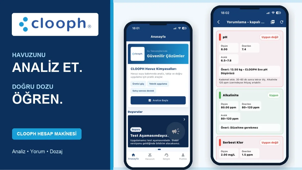 CLOOPH Havuz Kimyasalı Hesap Makinesi